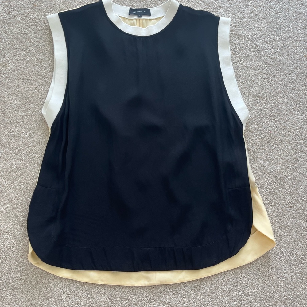 Lee Mathews Black and Cream Sleeveless Top